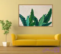 تابلو دکوراتیو برجسته برگ سبز سایز120*70 حس ناب حضور در طبیعت سبز کار شده با تکسچر و رنگ اکریلیک {کد 1}