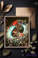 تابلو دکوراتیو برجسته کار شده با آینه و رزین و نگین سایز 50*70