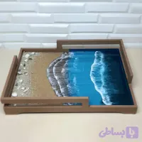 سینی چوبی رزینی طرح ساحل و دریا