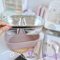 لانچ باکس دو بخشی استیل همراه با قاشق
