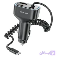 شارژر فندکی Green Lion 90W با دو پورت USB-C و کابل USB-C داخلی