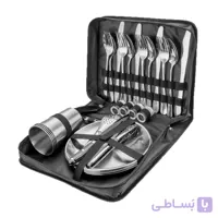 سرویس کامل 4 نفره ظروف کمپینگ استیل(ضخیم) +بشقاب سایز بزرگ