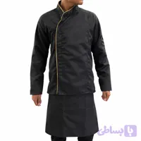 ست سرآشپز مشکی (کلاه، روپوش و پیش‌بند) | Black Chef Uniform Set