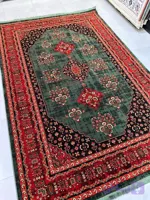 فرش ابریشم گونه سه قاب زمینه سبز