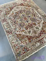 فرش هریس کرم ریشه دستباف