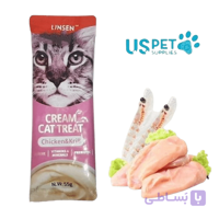 بستنی گربه لینسن یو اس پت طعم مرغ و کریل ۵۵ گرمی