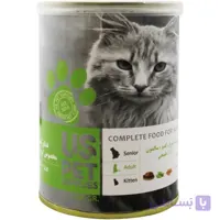 کنسرو گربه یو اس پت مرغ و کدو و سالمون 400 گرم