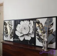 تابلو برجسته سه تیکه مزین به ورق طلا