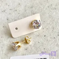 گوشواره زنانه کریستال استیل طلایی دایره 7mm