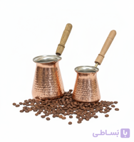 قهوه جوش مسی چکشی در دو سایز دو و شش کاپ