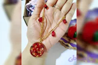 گردنبند و نیم ست یلدایی رزینی.گوشواره . دستبند