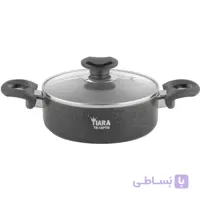 تابه ۱۸ دو دسته درب شیشه با رینگ استیل برند تیارا