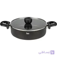 تابه 22 دو دسته درب شیشه با رینگ استیل برند تیارا