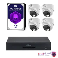 پکیج دوربین مداربسته 4 کانال داهوا 5 مگاپیکسل (دید در شب رنگی + صدا)