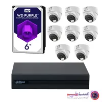 پکیج اقتصادی 6 دوربین مداربسته 8 کانال داهوا 5 مگاپیکسل مناسب برای منزل، فروشگاه و دفتر کار دید در شب رنگی میکروفن دار