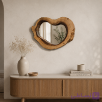 آینه دیواری چوب گردو روستیک ۶۰×۴۵ | پوشش ضد آب | مستروود