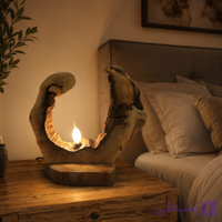 آباژور رومیزی روستیک چوب گردو طبیعی (ابعاد ۴۵ سانتی‌متر)