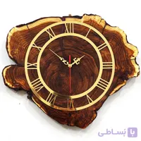 ساعت دیواری چوبی رستیک چوب سنجد ورزین طرح گل طبیعی