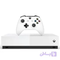 کنسول بازی مایکروسافت مدل Xbox One S ALL DIGITAL ظرفیت 1 ترابایت دو دسته به همراه پایه و باطری شارژی مشابه نو