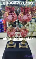 یک جفت چراغ لاله مدل تراش گل پنبه رنگ آلمانی