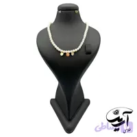 گردنبند مروارید و طلا مدل سه پولکی
