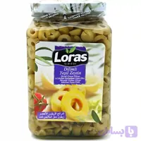 زیتون سبز اسلایس شده لوراس Loras Dilimli Yesil Zeytin وزن 2000 گرم