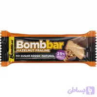 پروتئین بار بمببار با روکش شکلات و پرالین فندق Bombbar Hazelnut Praline وزن 40 گرم