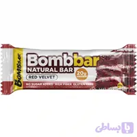 پروتئین بار رژیمی بمببار با طعم کیک مخملی قرمز Bombbar Natural Bar Red Velvet وزن 60 گرم