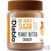 کره بادام زمینی دیابلو با تکه‌های بادام زمینی بدون شکر افزوده Diablo Peanut Butter Crunchy وزن 340 گرم