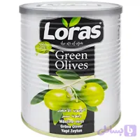 زیتون سبز بدون هسته لوراس Loras Pitted Green Olives وزن 600 گرم