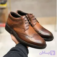 کفش چرم مردانه عسلی مدل هشترگ رویه چرم طبیعی استر چرم بزی کفی طبی زیره پیو سایزبندی 40 تا 44