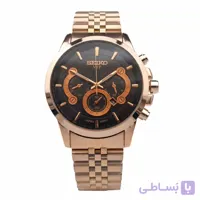 ساعت مچی مردانه سیکو طرح سه موتور صفحه مشکی رزگلد با گارانتی 12 ماهه