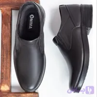 کفش چرم مردانه مدل اوپتیما برند نیما مشکی رویه چرم طبیعی زیره PU