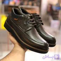 کفش چرم مردانه طبی رخشی طرح کلارک قهوه ای سوخته رویه چرم طبیعی زیره پیو طبی