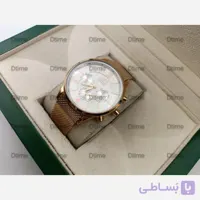 ساعت مچی مردانه بلیزر مدل 3178 رزگلد صفحه سفید بند حصیری چهار موتوره فعال با تقویم
