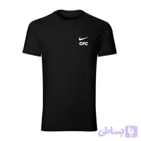 تیشرت آستین کوتاه مردانه طرح cfc مشکی نخی اعلا یقه گرد