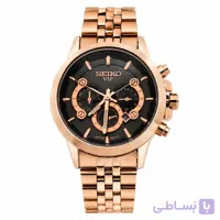 ساعت مچی زنانه سیکو طرح سه موتور صفحه مشکی رزگلد با تقویم و موتور ژاپن
