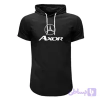 تیشرت کلاه دار مردانه طرح akor مدل b6000 سفید و قرمز