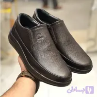 کفش چرم طبی مردانه رخشی مدل گالاس قهوهای سوخته
