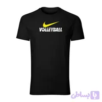 تیشرت یقه گرد مردانه مشکی طرح volleyball نخی اعلا