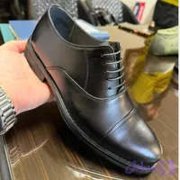 کفش چرم مجلسی مردانه رخشی تبریز مدل مالکوم مشکی رویه و آستر چرم طبیعی زیره لاستیک نشکن