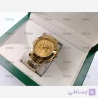 ساعت مچی مردانه رولکس دی تونا طلایی صفحه طلایی چهار موتوره کرنوگراف با بند استیل