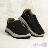کفش بی بند مردانه طبی مدل صبا مشکی چرم صنعتی