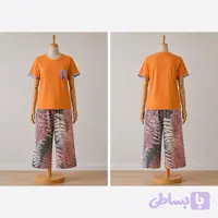 ست راحتی شلوارک زنانه نارنجی نوین