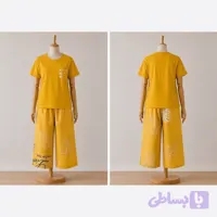 ست راحتی شلوارک زنانه زرد نوین