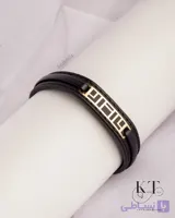 دستبند چرم و طلا سوپر 4