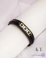 دستبند چرم و طلا سوپر 5