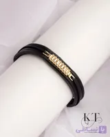 دستبند چرم و طلا جدید1