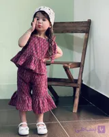ست تاپ و شلوار دخترانه بچگانه پفکی چین‌دار | مدل ترمه