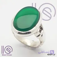 انگشتر نقره دستساز عقیق سبز کد 42521
